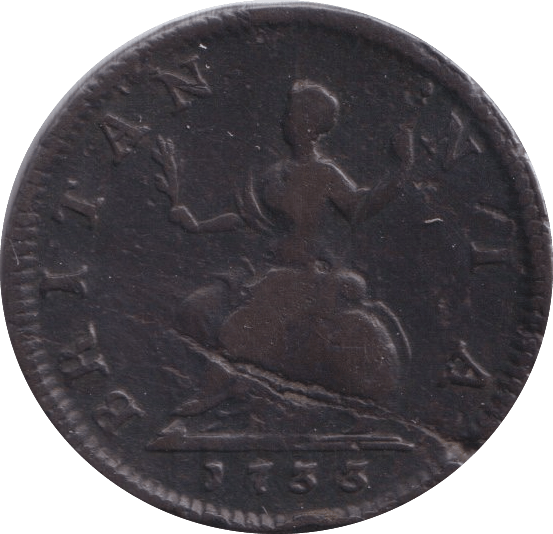 1733 FARTHING ( FINE ) - Farthing - Cambridgeshire Coins