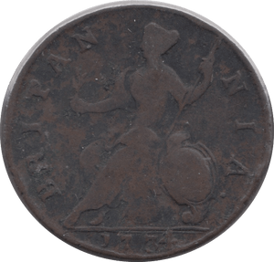 1734 HALFPENNY ( FINE ) - Halfpenny - Cambridgeshire Coins