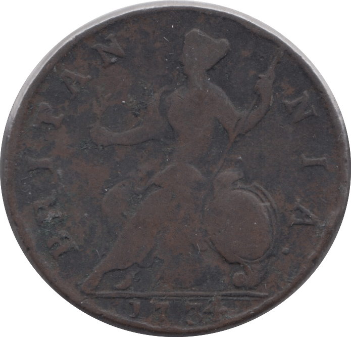 1734 HALFPENNY ( FINE ) - Halfpenny - Cambridgeshire Coins