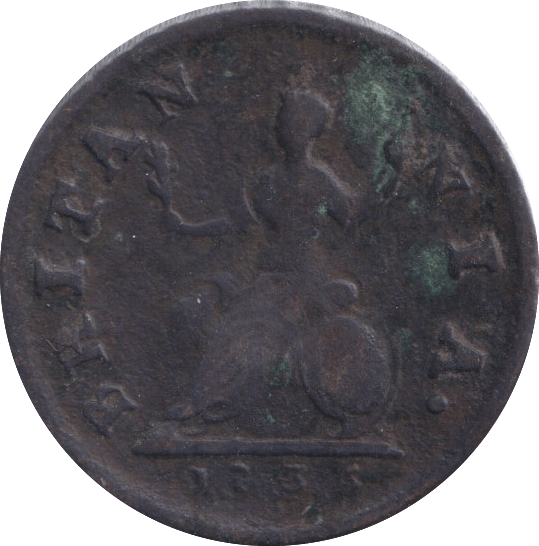 1735 FARTHING ( FINE ) - Farthing - Cambridgeshire Coins