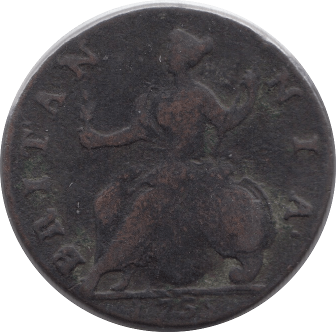 1753 HALFPENNY ( NF ) 8 - HALFPENNY - Cambridgeshire Coins