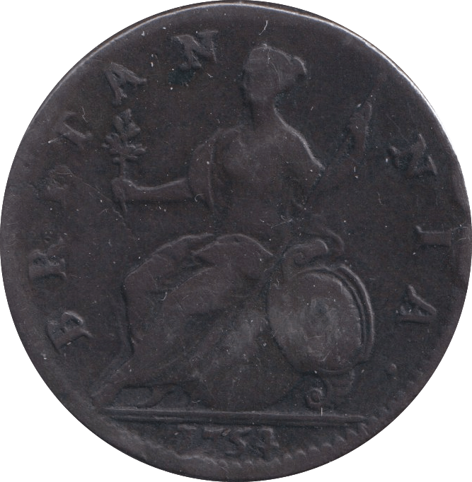 1754 HALFPENNY ( FINE ) - Halfpenny - Cambridgeshire Coins