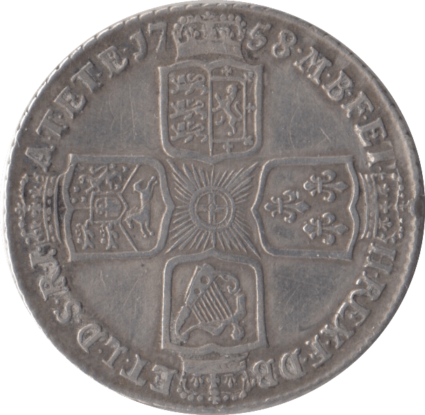 1758 SHILLING ( VF ) - Sixpence - Cambridgeshire Coins