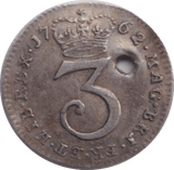 1762 MAUNDY THREEPENCE ( GVF ) - Maundy Coins - Cambridgeshire Coins