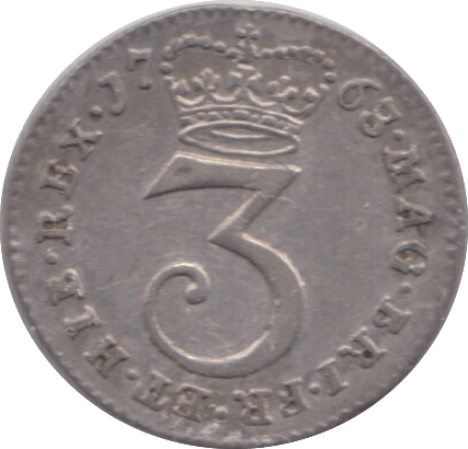 1763 MAUNDY THREEPENCE ( EF ) - Maundy Coins - Cambridgeshire Coins