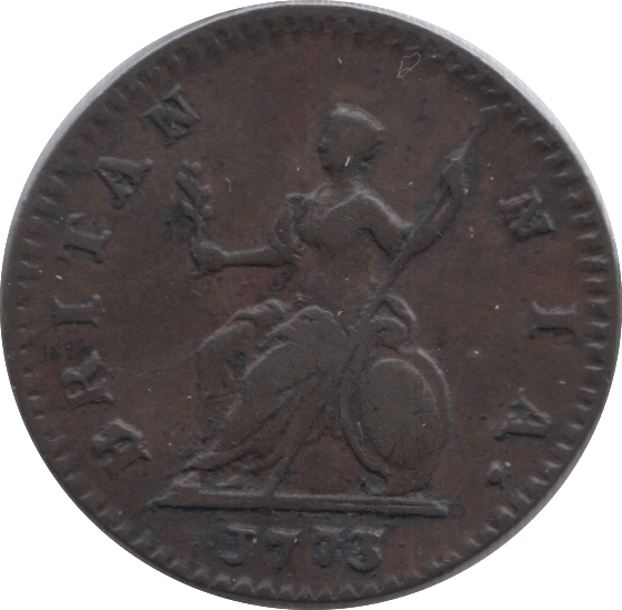 1773 FARTHING ( EF ) NO STOP AFTER REX - Farthing - Cambridgeshire Coins