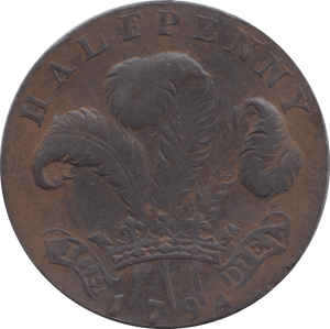 1794 HALFPENNY TOKEN GEORGE PRINCE OF WALES REF 316 - Token - Cambridgeshire Coins