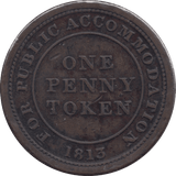 1813 NEWCASTLE PUBLIC ACCOMMODATION COTTON WORKS PENNY TOKEN - Token - Cambridgeshire Coins