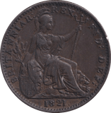 1821 FARTHING ( AUNC ) - Farthing - Cambridgeshire Coins