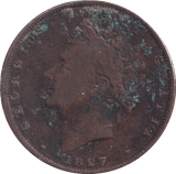 1827 FARTHING ( FINE ) - Farthing - Cambridgeshire Coins