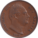 1837 FARTHING ( EF ) - Farthing - Cambridgeshire Coins