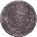 1838 MAUNDY TWOPENCE ( FINE ) - Maundy Coins - Cambridgeshire Coins