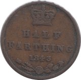 1843 HALF FARTHING ( FINE ) 3 - Farthing - Cambridgeshire Coins