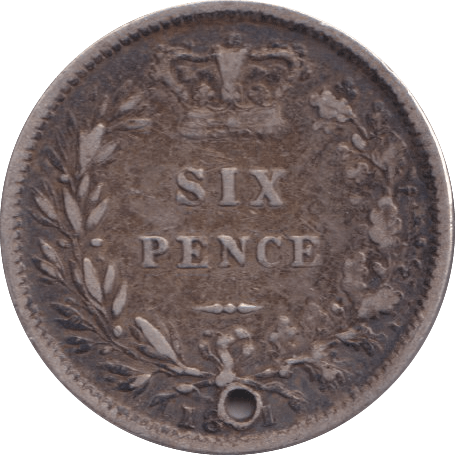 1851 SIXPENCE ( NF ) HOLED - Sixpence - Cambridgeshire Coins