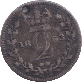 1853 MAUNDY TWOPENCE ( F ) HOLED - MAUNDY TWOPENCE - Cambridgeshire Coins