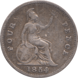 1854 FOURPENCE ( FINE ) - Fourpence - Cambridgeshire Coins