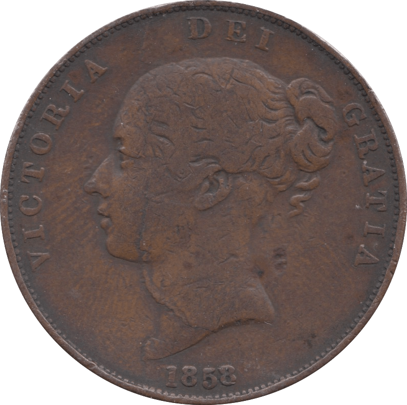 1858 PENNY ( FINE ) 4 - Penny - Cambridgeshire Coins