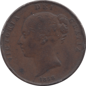 1858 PENNY ( VF ) 2 - Penny - Cambridgeshire Coins