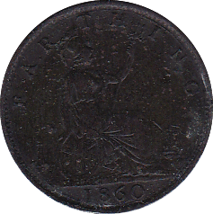 1860 FARTHING ( AUNC ) CORRUSION - Farthing - Cambridgeshire Coins