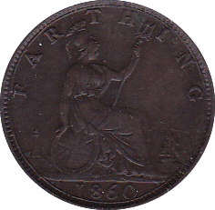 1860 FARTHING ( AUNC ) - Farthing - Cambridgeshire Coins