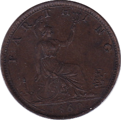 1860 FARTHING ( EF ) TOOTHED - Farthing - Cambridgeshire Coins