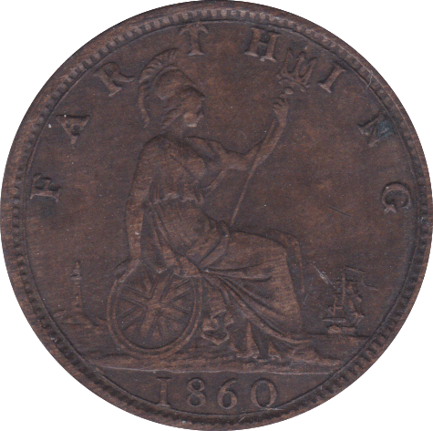 1860 FARTHING ( GVF ) - Farthing - Cambridgeshire Coins