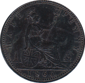 1860 HALFPENNY ( EF ) B - Halfpenny - Cambridgeshire Coins