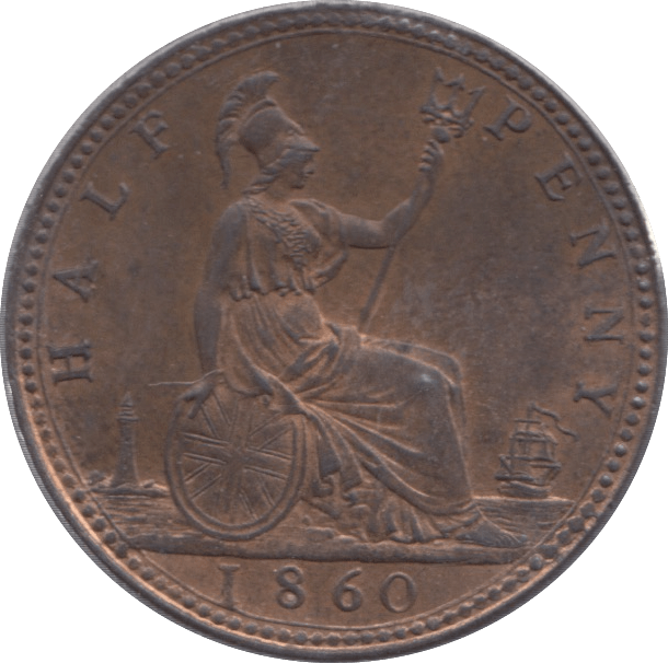 1860 HALFPENNY ( UNC ) 2 - Halfpenny - Cambridgeshire Coins