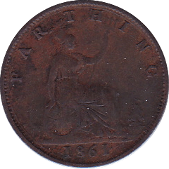 1861 FARTHING (F) - Farthing - Cambridgeshire Coins