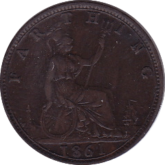 1861 FARTHING ( GVF ) - Farthing - Cambridgeshire Coins