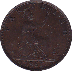 1861 FARTHING ( UNC ) - Farthing - Cambridgeshire Coins