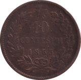 1863 10 CENTESIMI ITALY - WORLD COINS - Cambridgeshire Coins