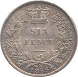 1863 SIXPENCE ( GEF ) - Sixpence - Cambridgeshire Coins