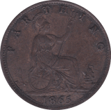 1865 FARTHING ( EF ) C - Farthing - Cambridgeshire Coins