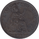 1865 FARTHING ( UNC ) B - Farthing - Cambridgeshire Coins