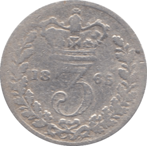 1865 MAUNDY THREE PENCE ( NF ) - Maundy Coins - Cambridgeshire Coins