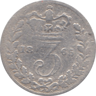 1865 MAUNDY THREE PENCE ( NF ) - Maundy Coins - Cambridgeshire Coins