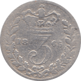 1865 MAUNDY THREE PENCE ( NF ) - Maundy Coins - Cambridgeshire Coins