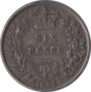 1866 SIXPENCE ( GVF ) DIE 36 - Sixpence - Cambridgeshire Coins