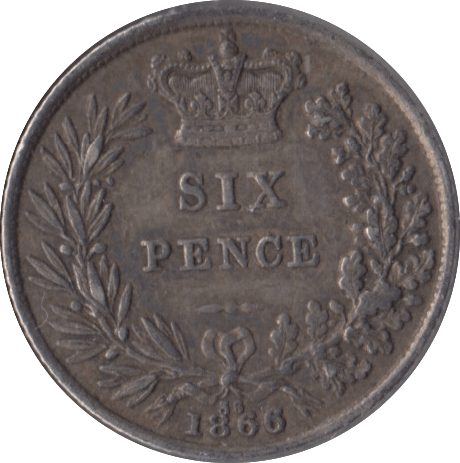 1866 SIXPENCE ( GVF ) DIE 36 - Sixpence - Cambridgeshire Coins