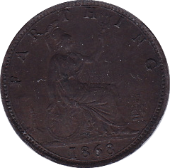 1868 FARTHING ( EF ) - Farthing - Cambridgeshire Coins