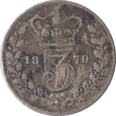 1870 SILVER THREEPENCE ( FAIR ) - Threepence - Cambridgeshire Coins