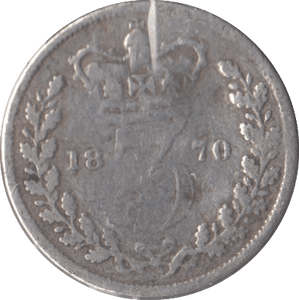 1870 SILVER THREEPENCE ( FAIR ) - Threepence - Cambridgeshire Coins