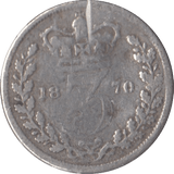 1870 SILVER THREEPENCE ( FAIR ) - Threepence - Cambridgeshire Coins