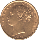 1872 GOLD SOVEREIGN ( EF ) DIE 7 - Sovereign - Cambridgeshire Coins