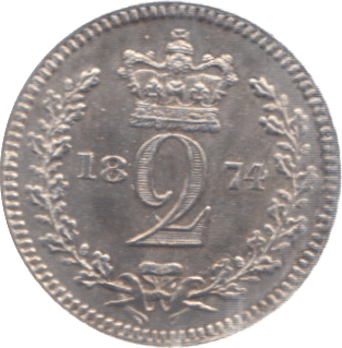 1874 MAUNDY TWOPENCE ( AUNC ) - Maundy Coins - Cambridgeshire Coins