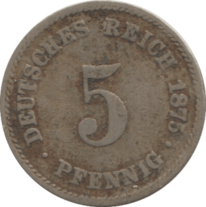 1875 5 PFENNIG GERMANY - WORLD COINS - Cambridgeshire Coins