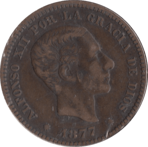 1877 5 CENTIMOS SPAIN - WORLD COINS - Cambridgeshire Coins