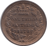 1878 ONE THIRD FARTHING ( UNC ) - One Third Farthing - Cambridgeshire Coins