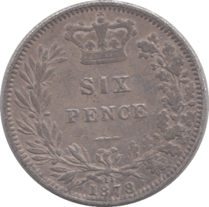 1878 SIXPENCE ( FINE ) DIE 14 - Sixpence - Cambridgeshire Coins